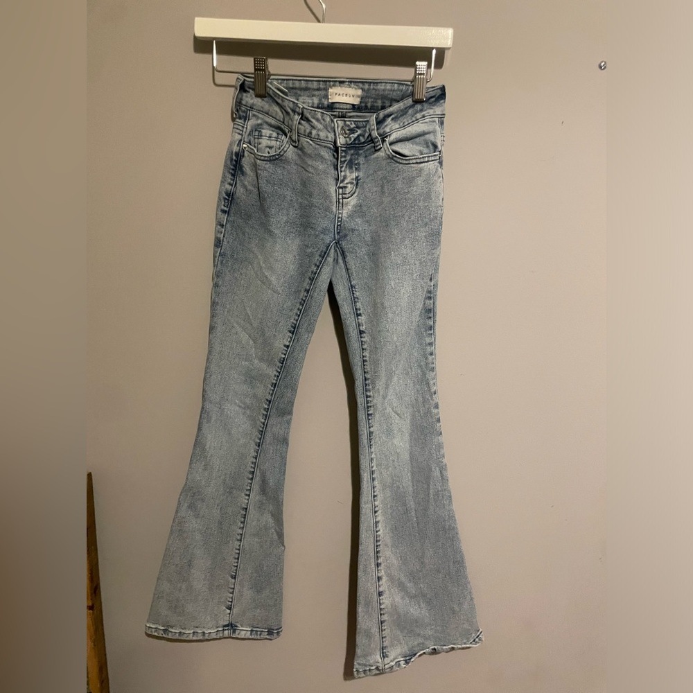 pacsun low rise stretch flare jeans‎ light wash 22
